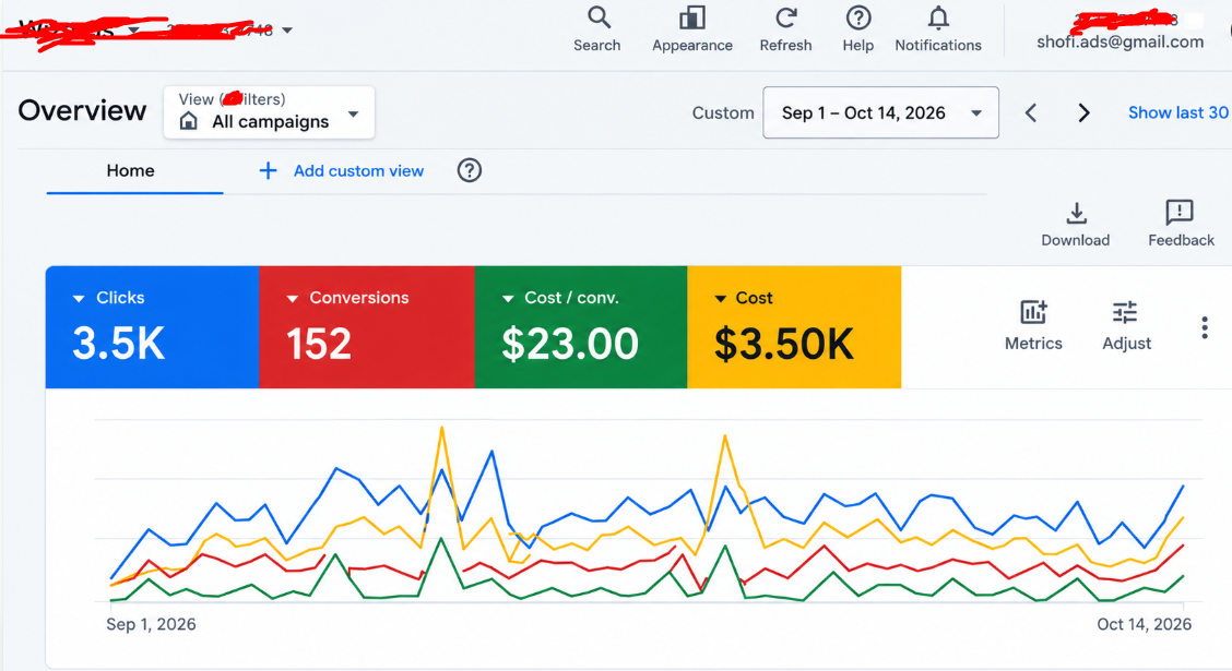 Google Ads screenshot for Same-Day Cleaning Search Campaign