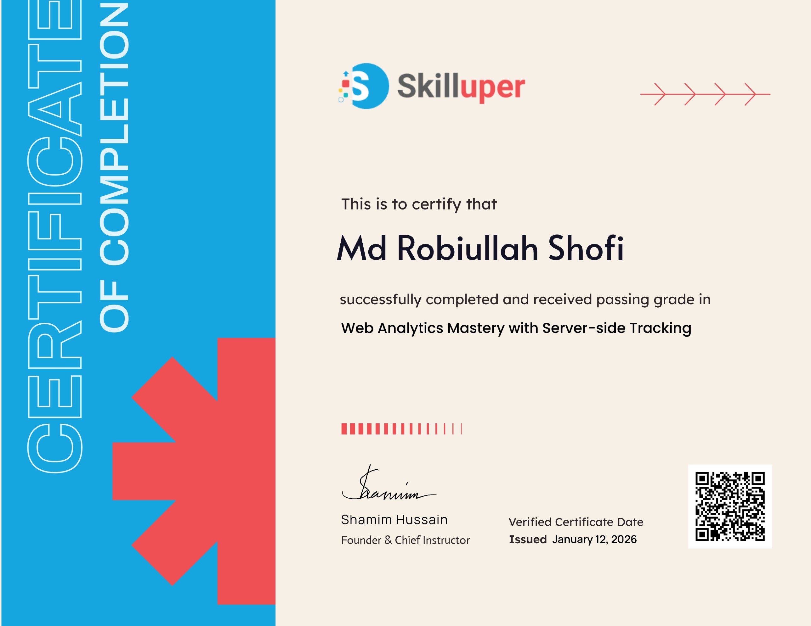 Web Analytics Mastery with Server-side Tracking certificate