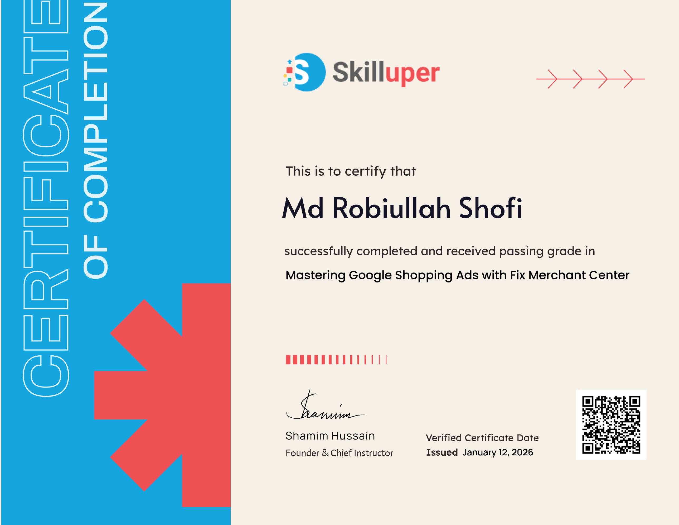 Mastering Google Shopping Ads with Fix Merchant Center certificate